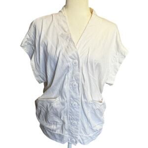 NSF White Cotton Button Front Top Relaxed Minimalist Made in USA Size Small